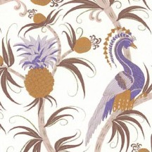 Purple and Gold Peacocks and Pineapples Italian Print Paper ~ Rossi Italy